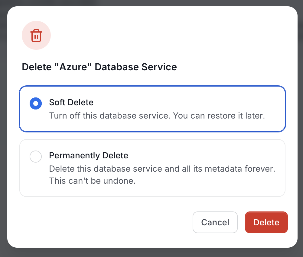 Delete Service — Soft Delete or Permanently Delete