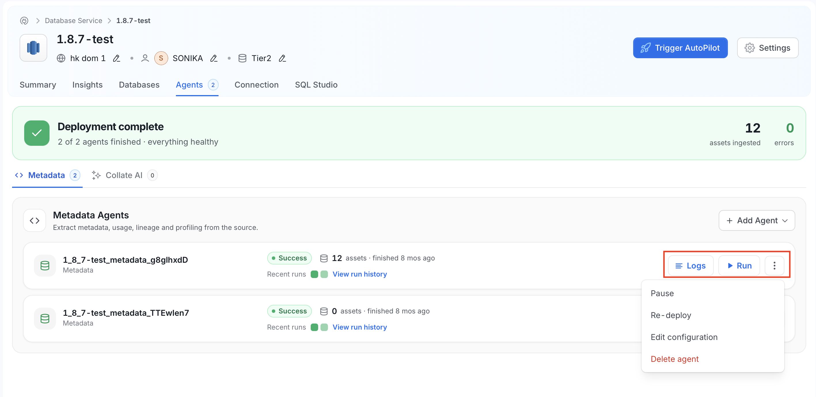 View and Manage Agent