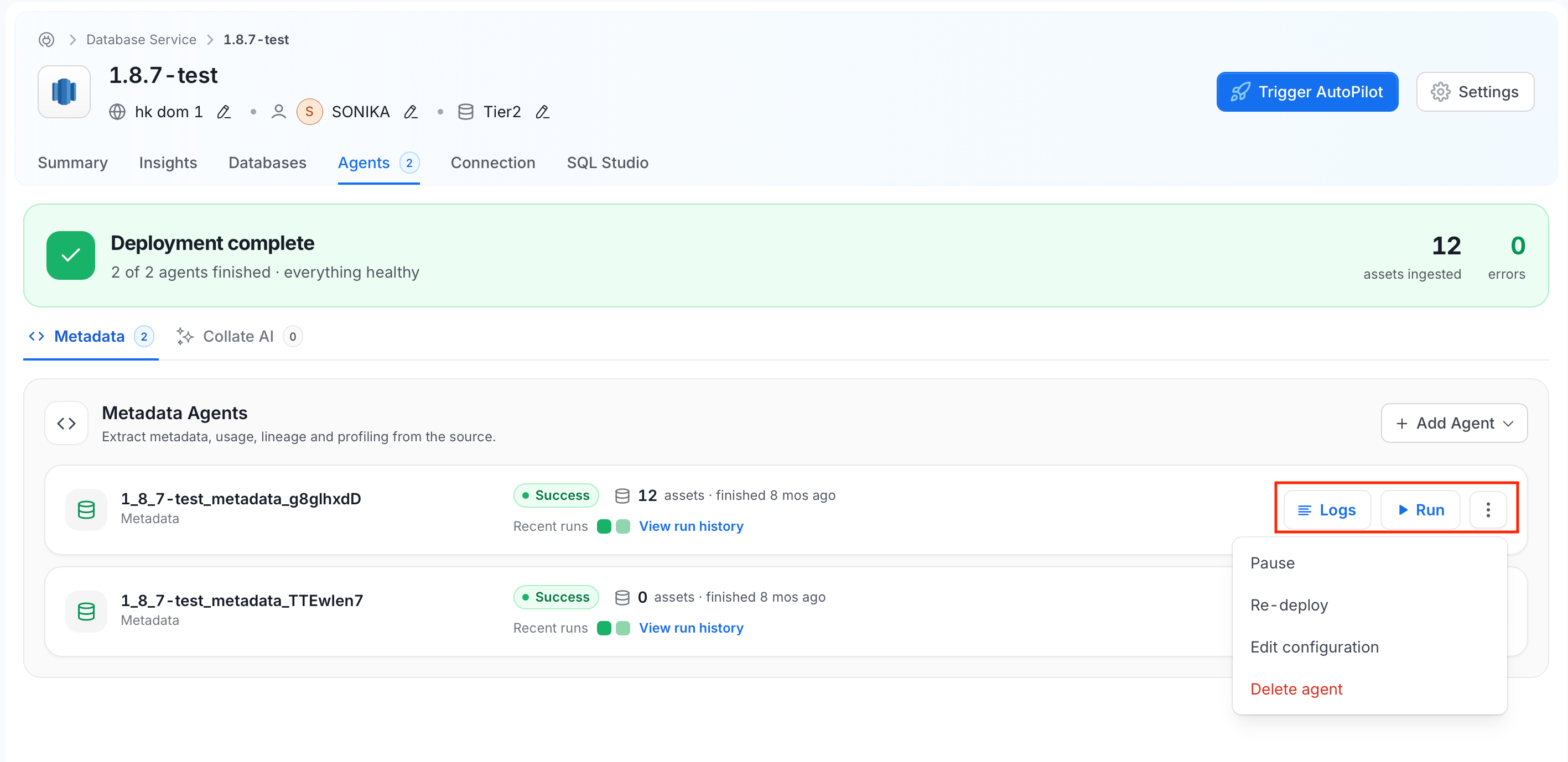 View and Manage Agent