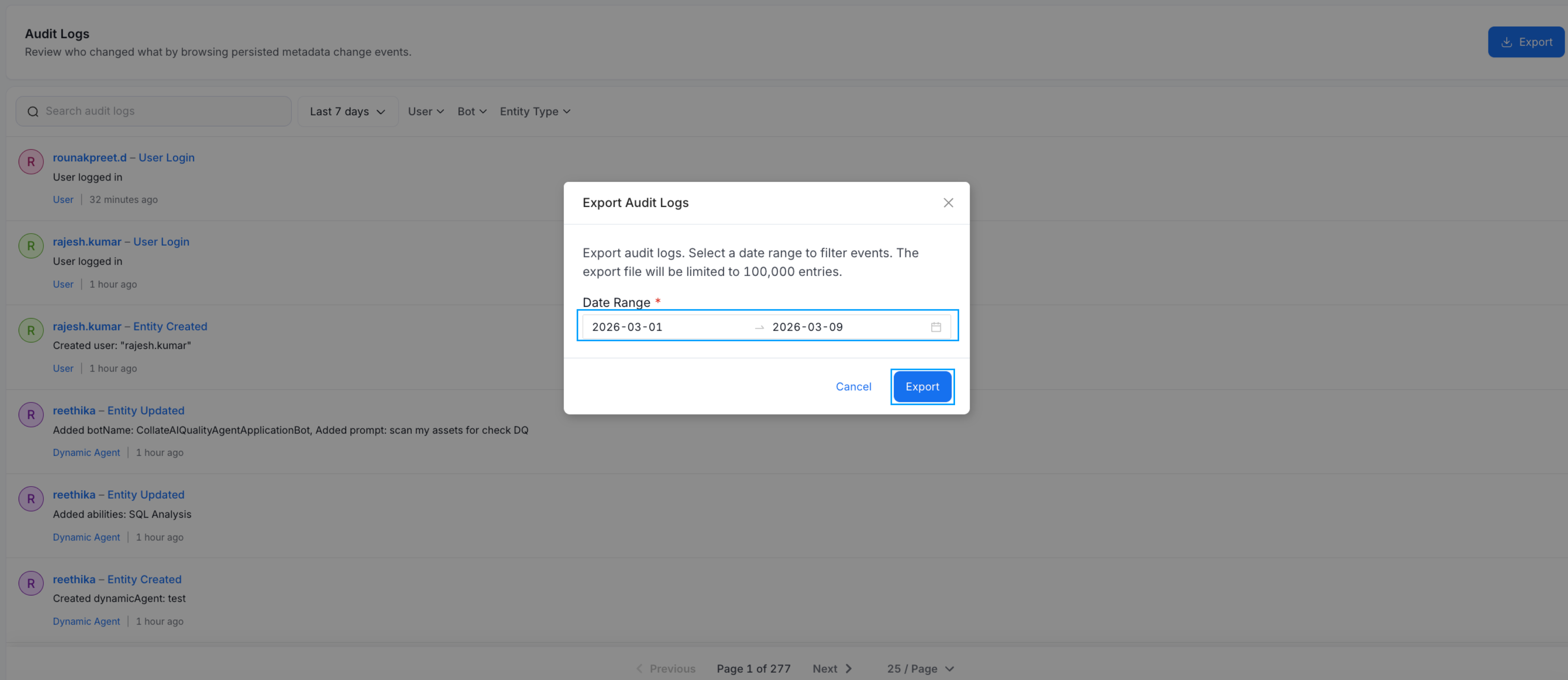Exported JSON Format