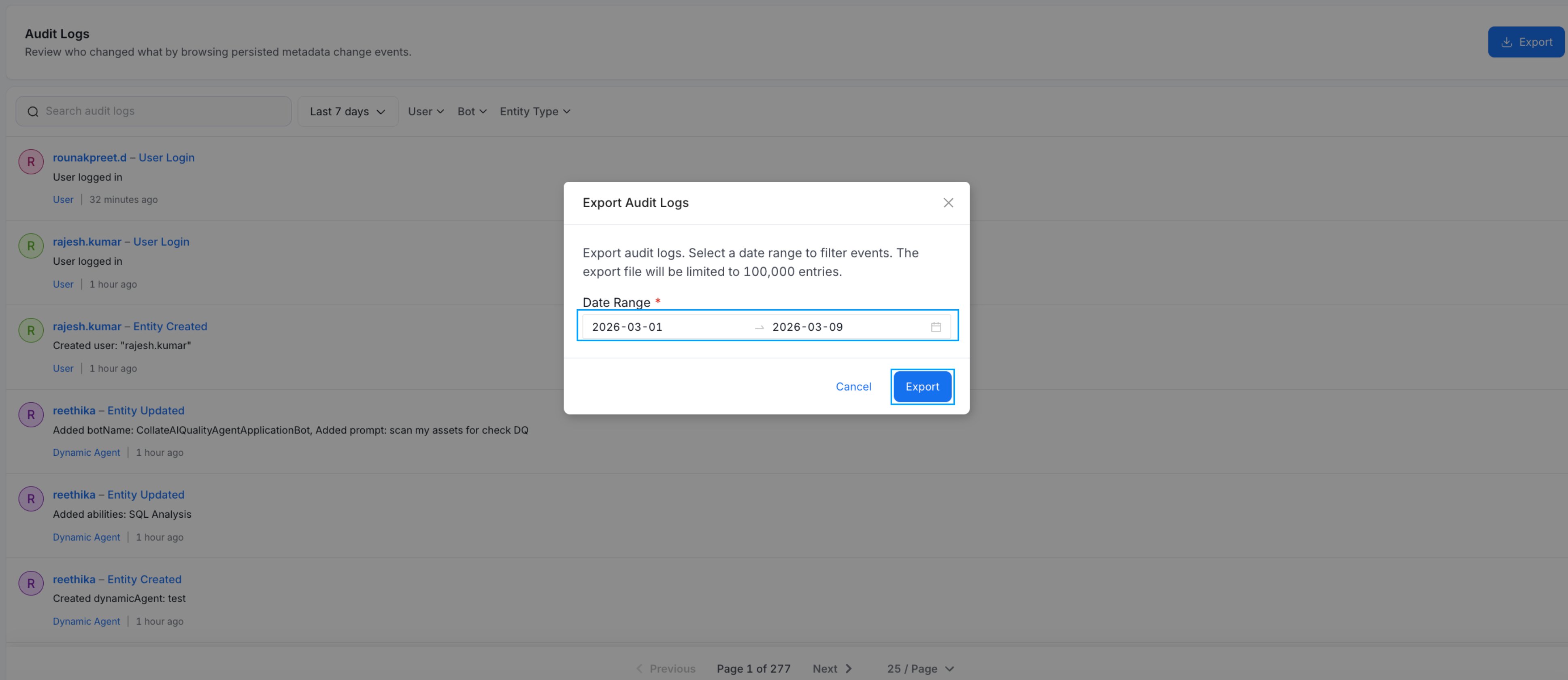 Exported JSON Format