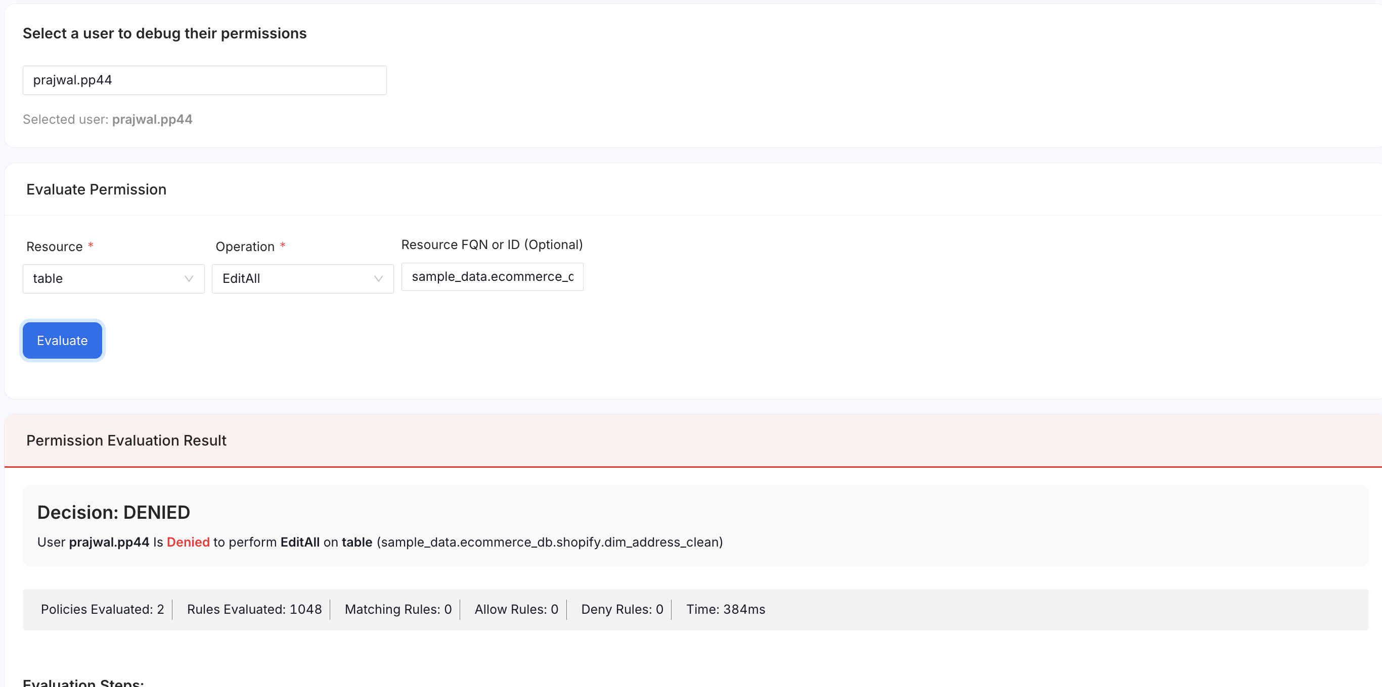 Permission Debugger Example: DENIED