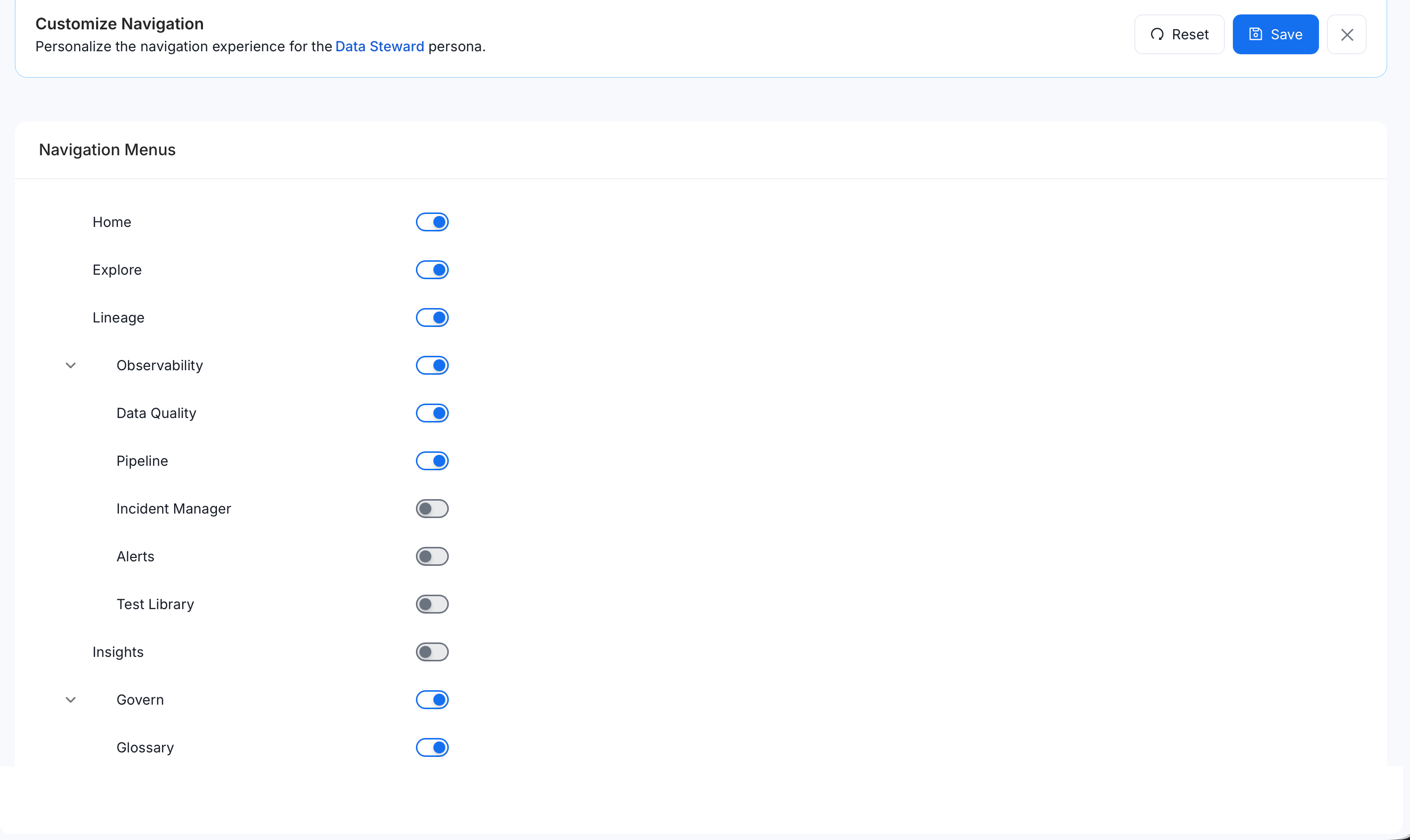 Customize navigation