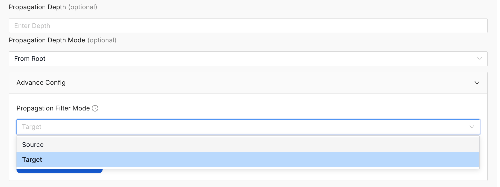 Propagation Filter Mode dropdown showing Source (default) and Target options