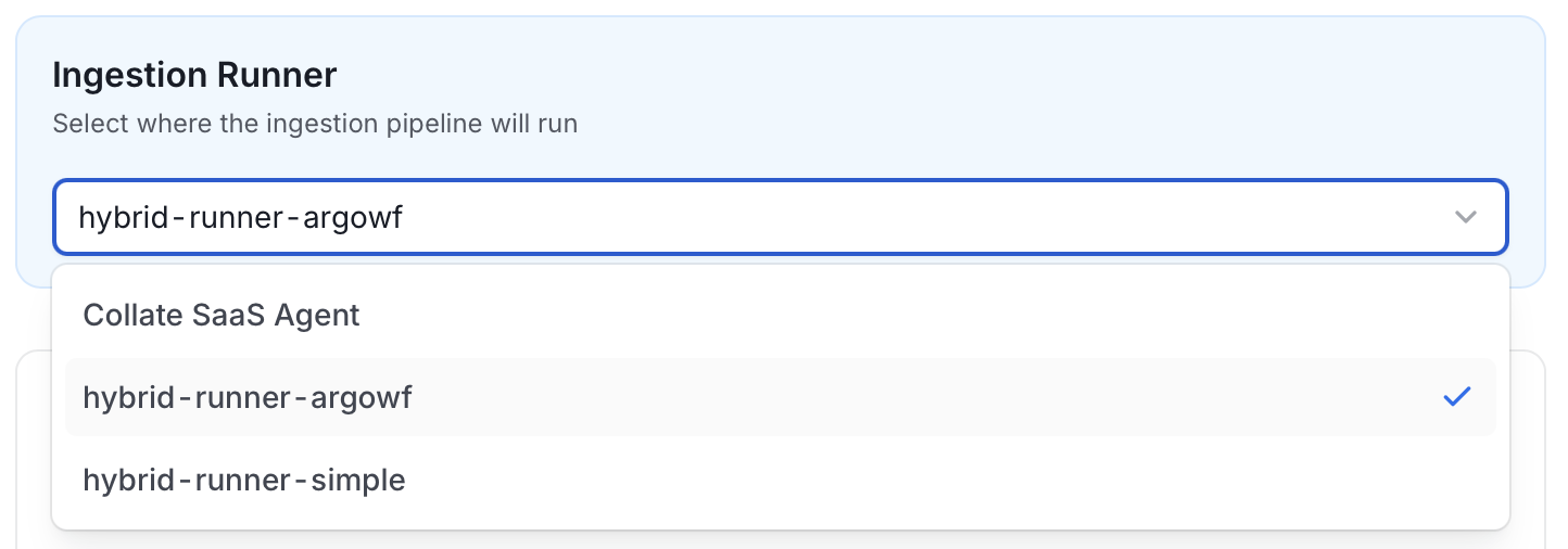Add Name and Select Ingestion Runner