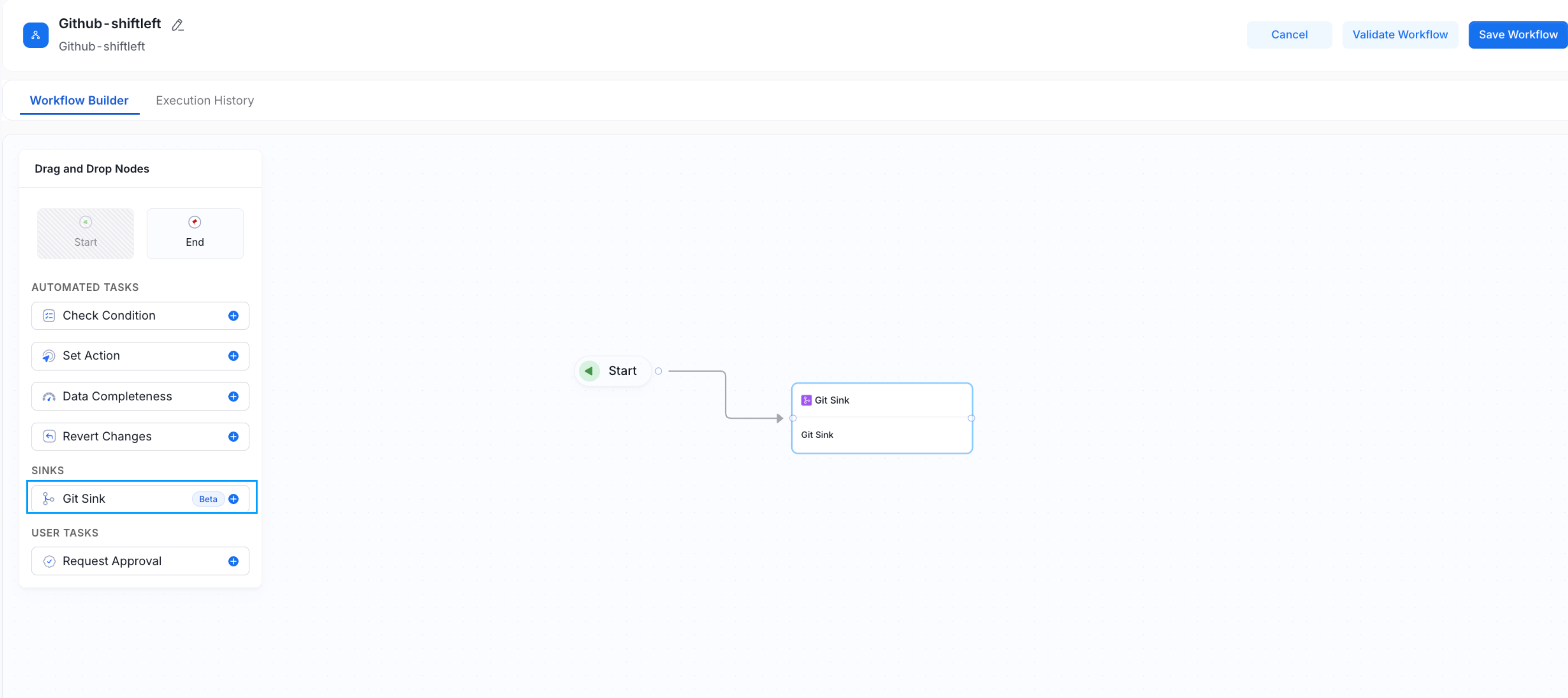 Add Git Sink Node