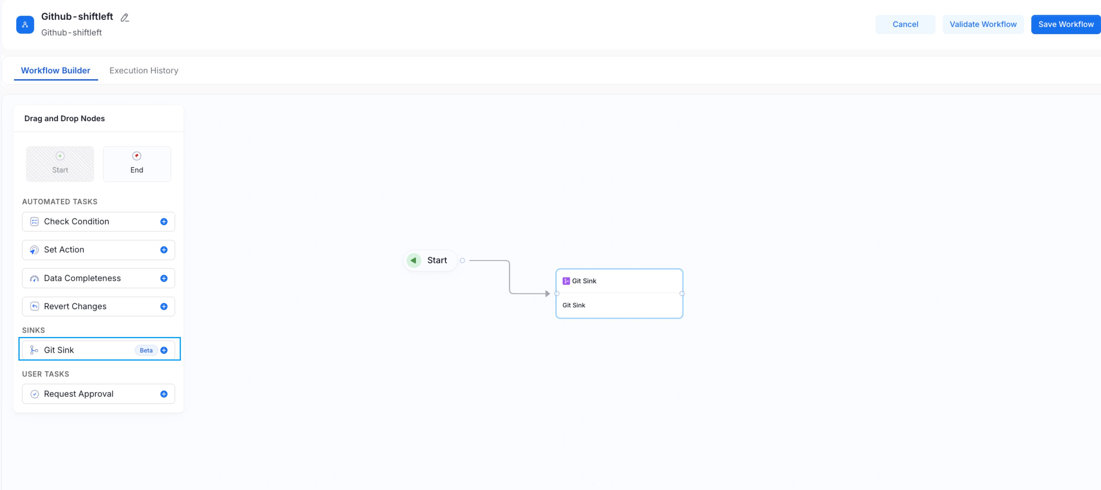 Add Git Sink Node