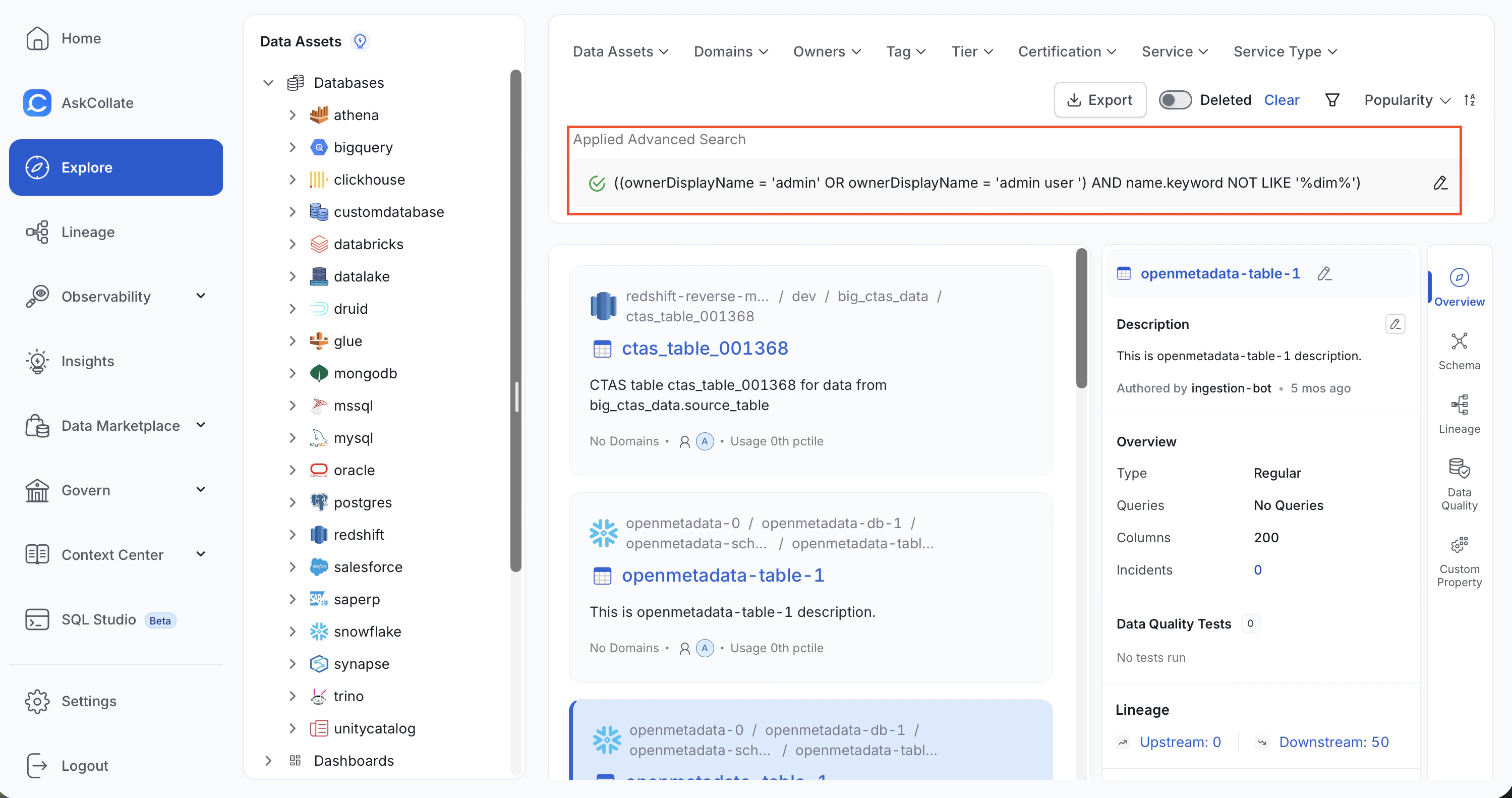 Advanced search results