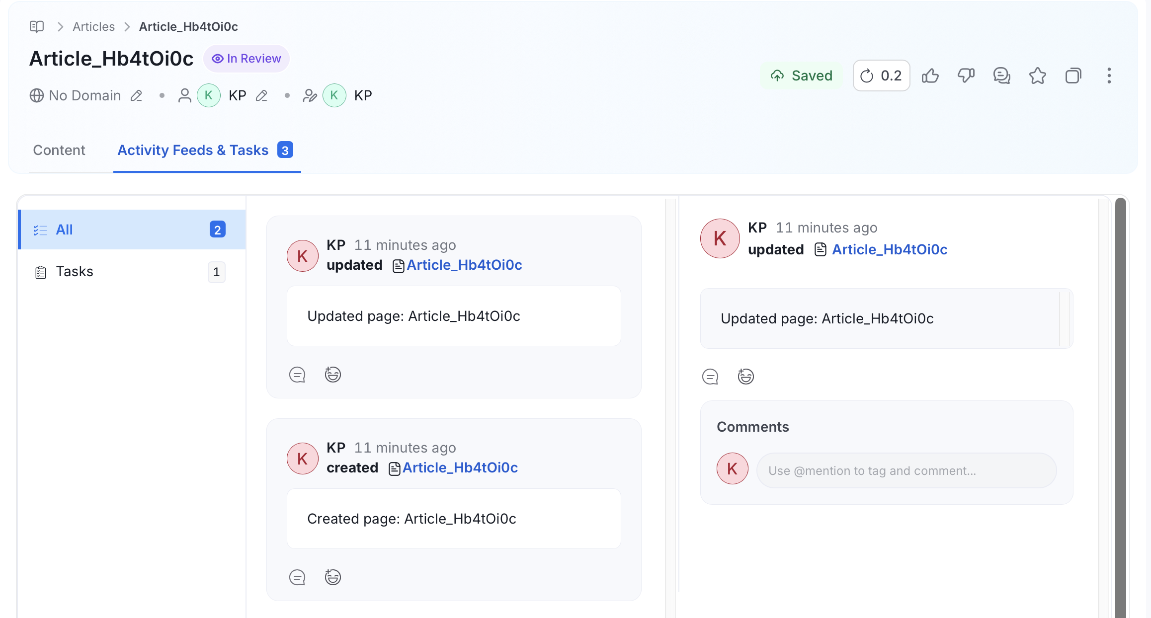 Activity Feeds and Task