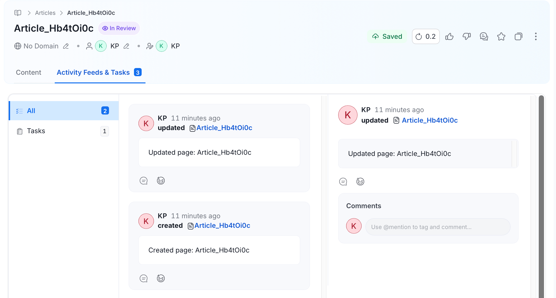 Activity Feeds and Task