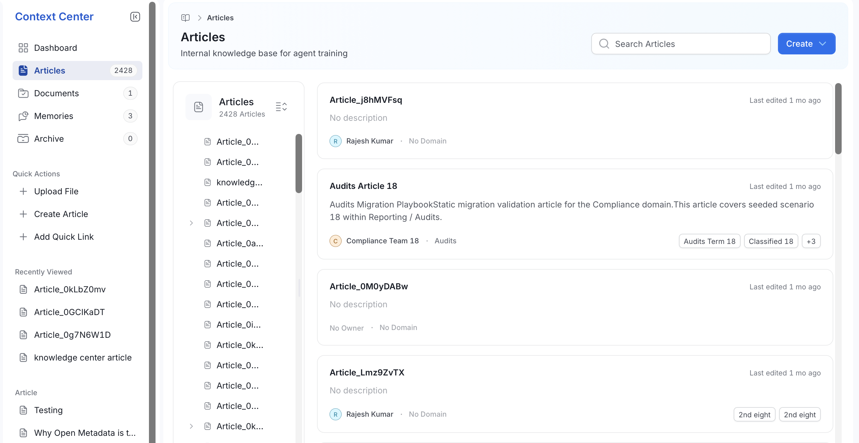 Articles list page