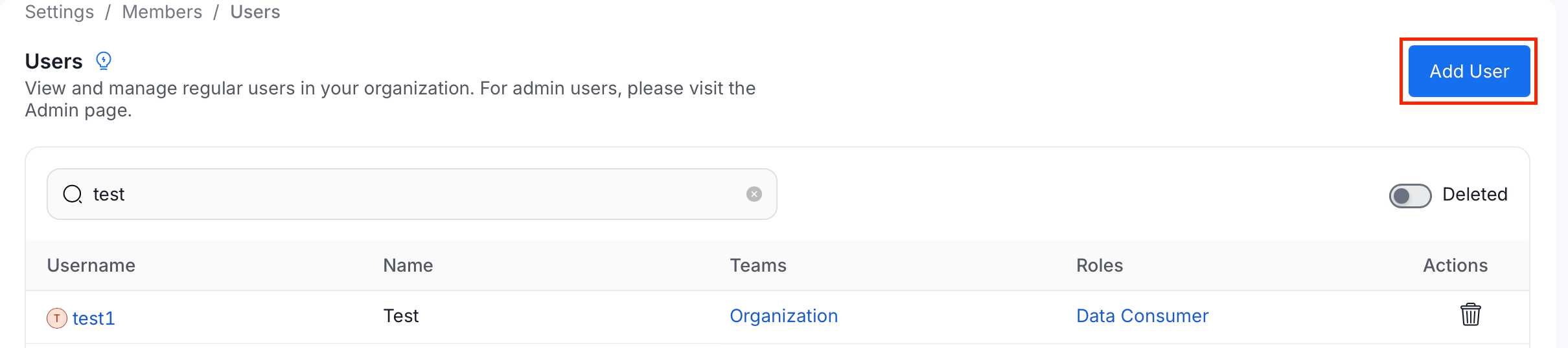 Add User button
