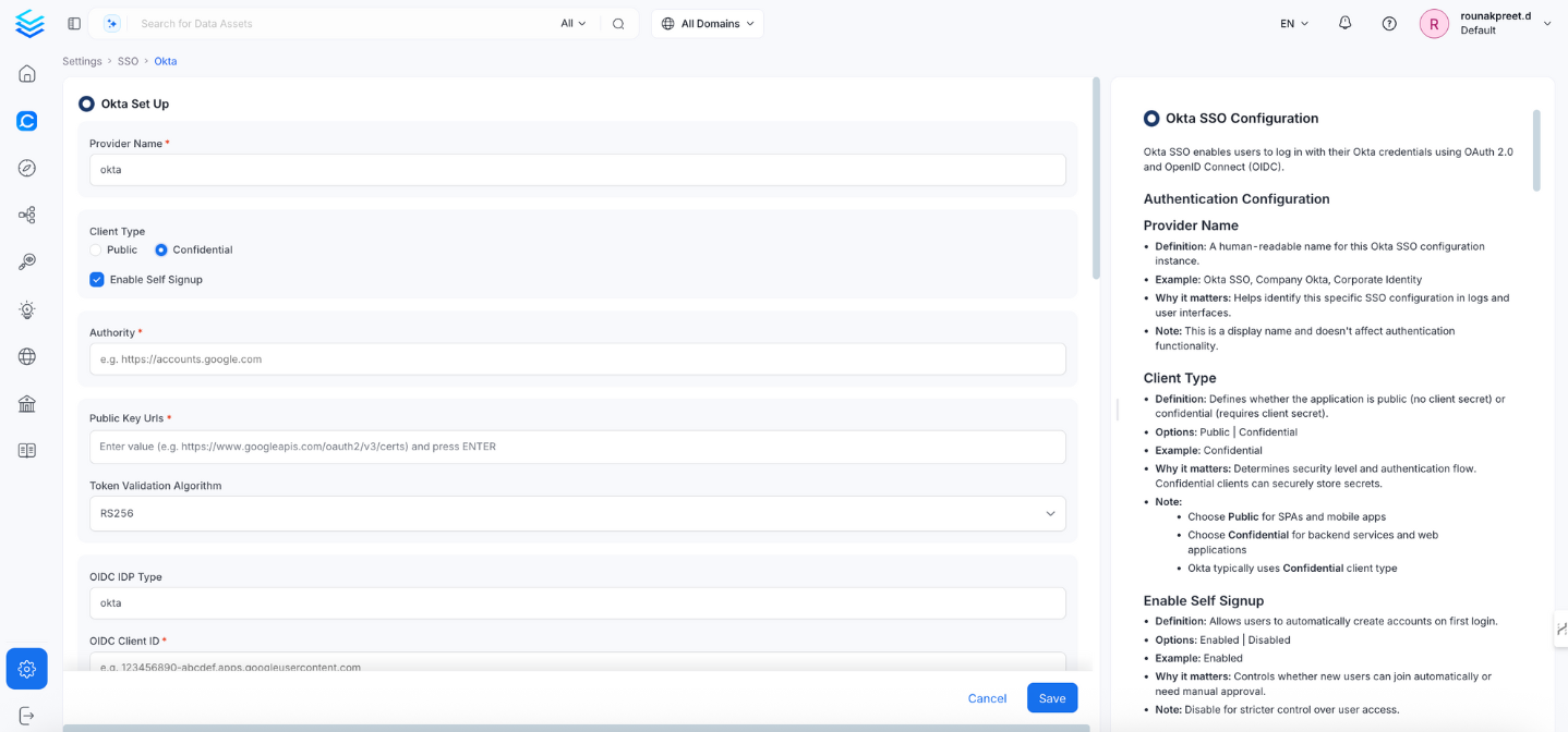 Okta SSO Configuration - Confidential Client