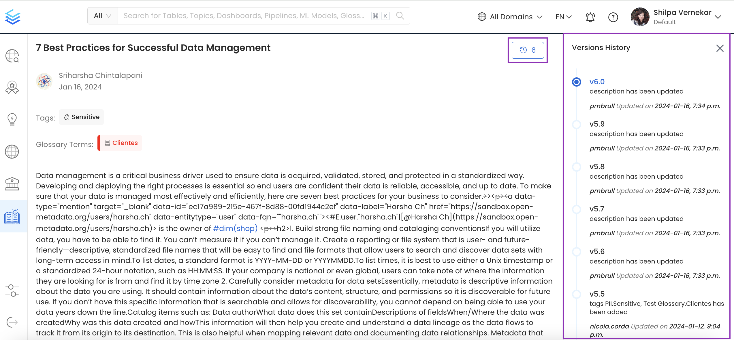 Version History of the Article