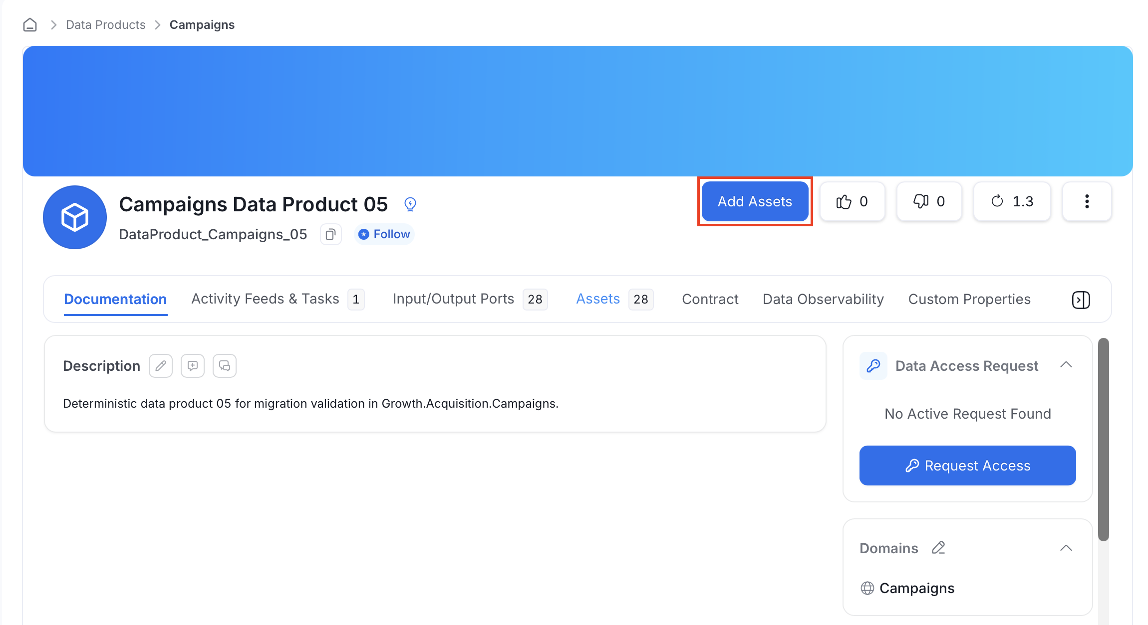 Add Assets button