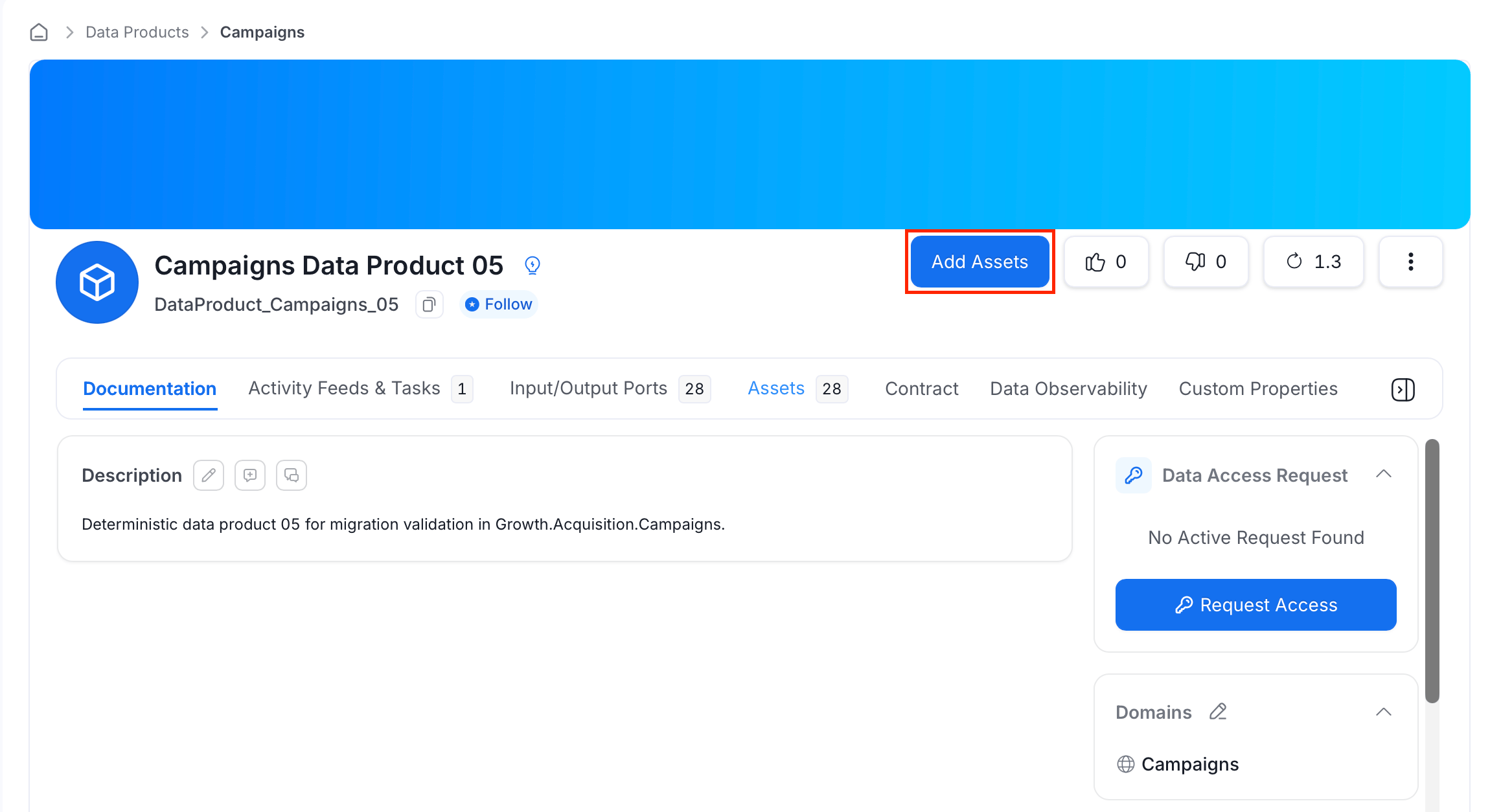 Add Assets button