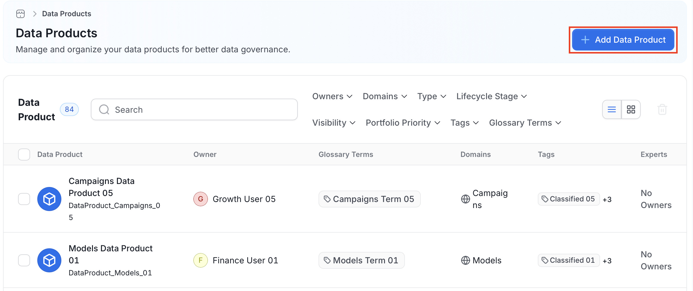 Add Data Product