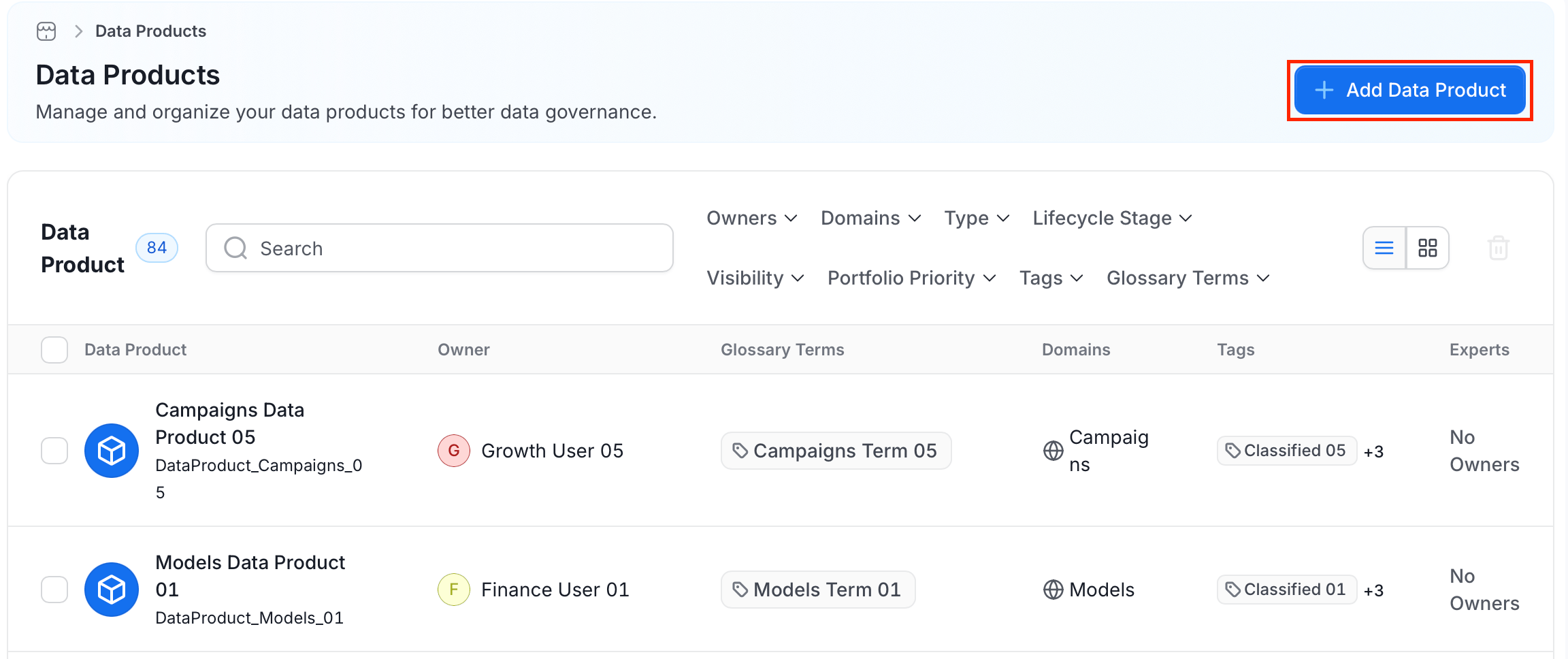 Add Data Product