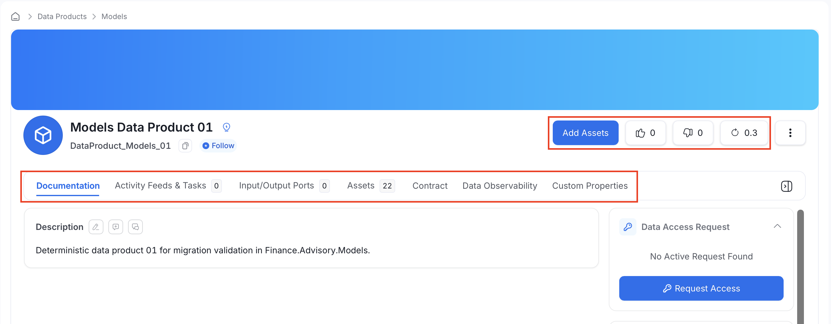 Data product detail page