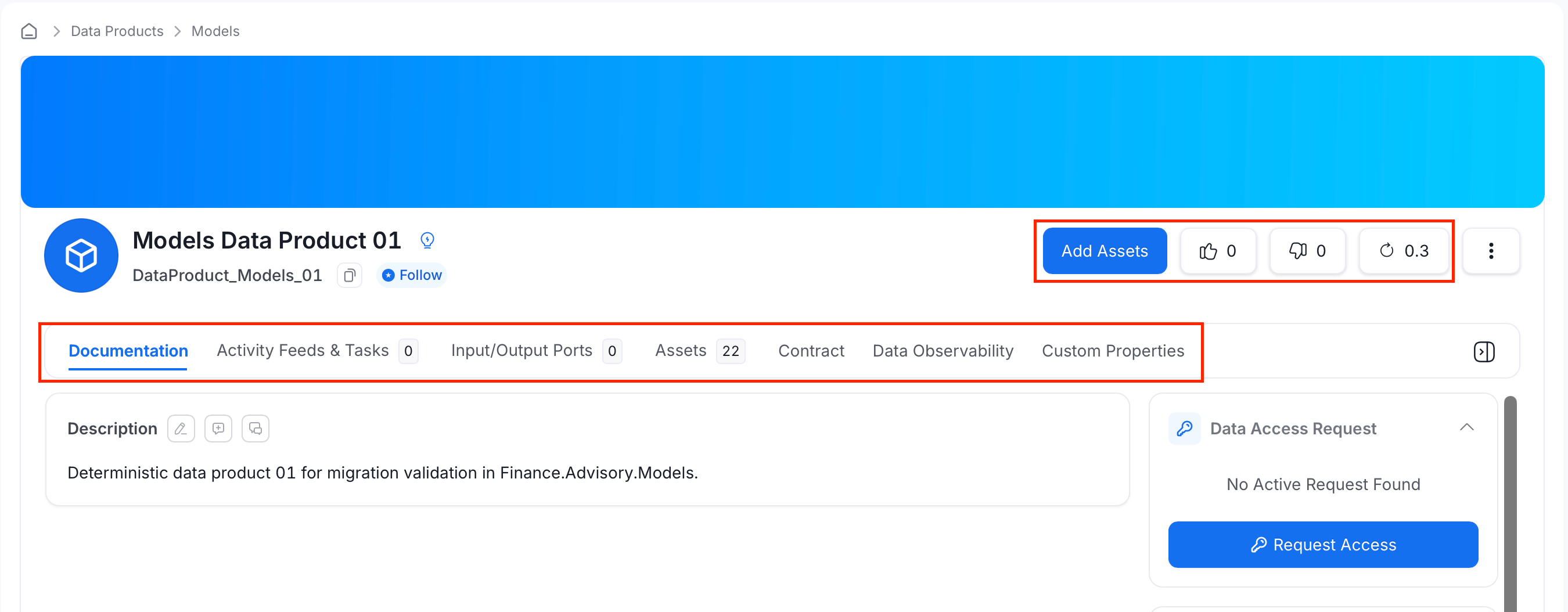 Data product detail page