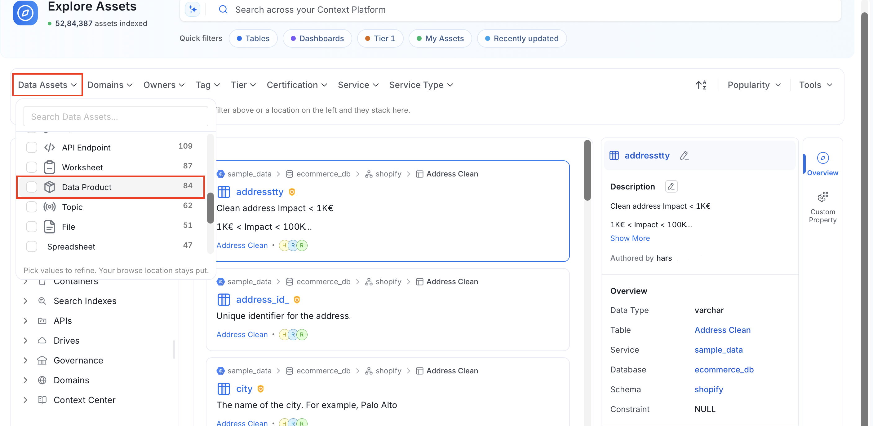 View Data Assets by Data Product