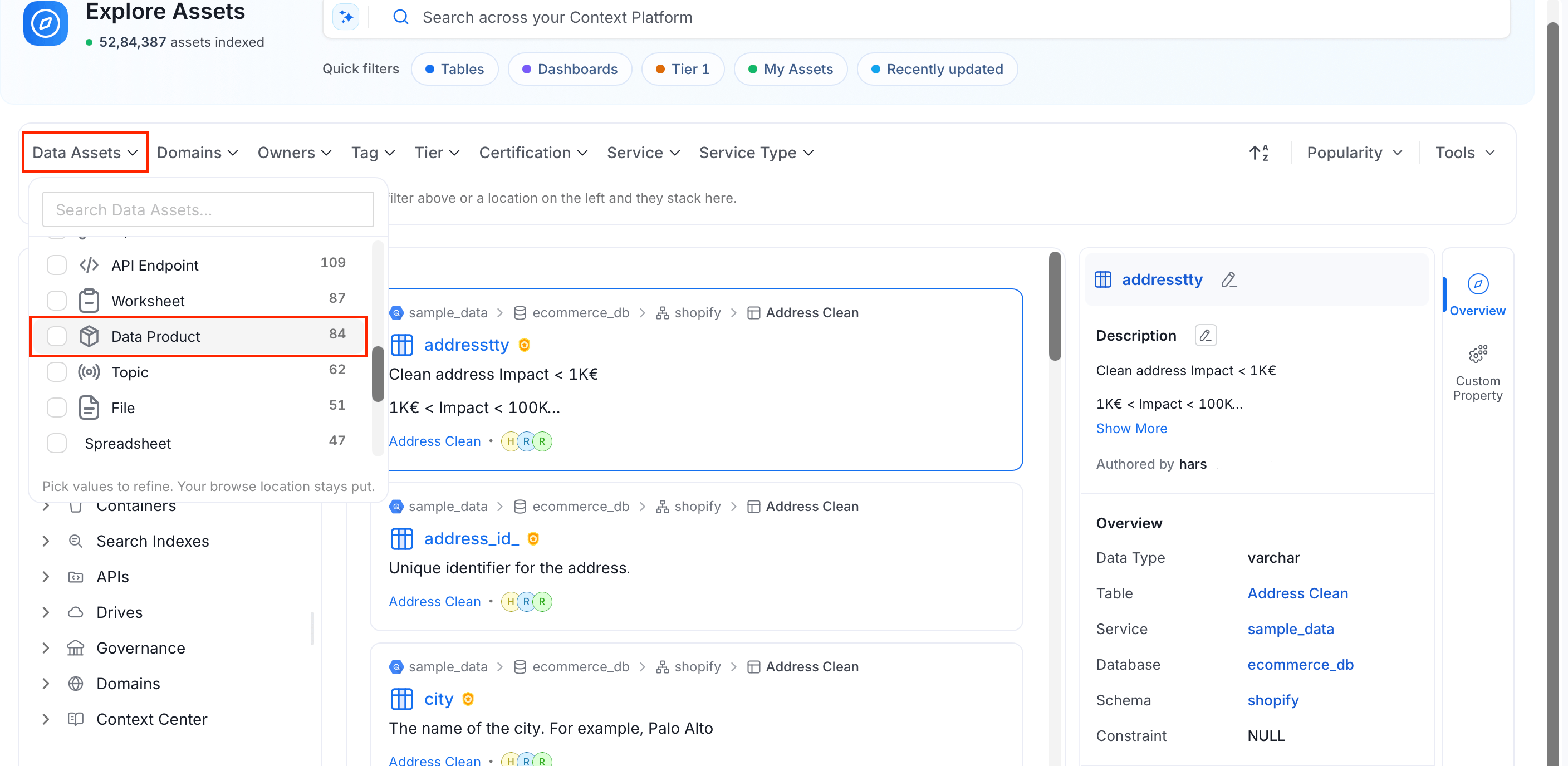 View Data Assets by Data Product