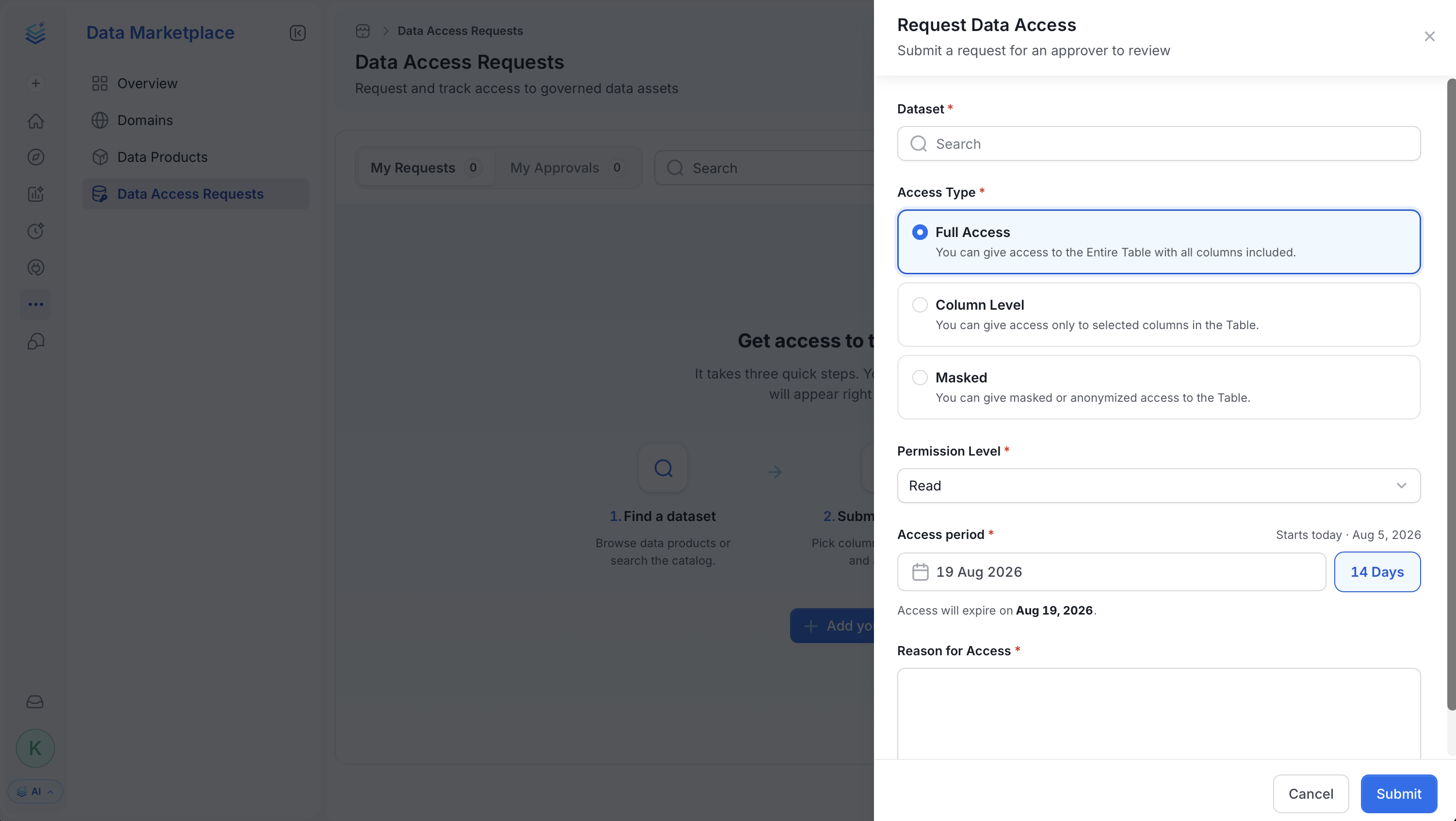 Request Data Access form
