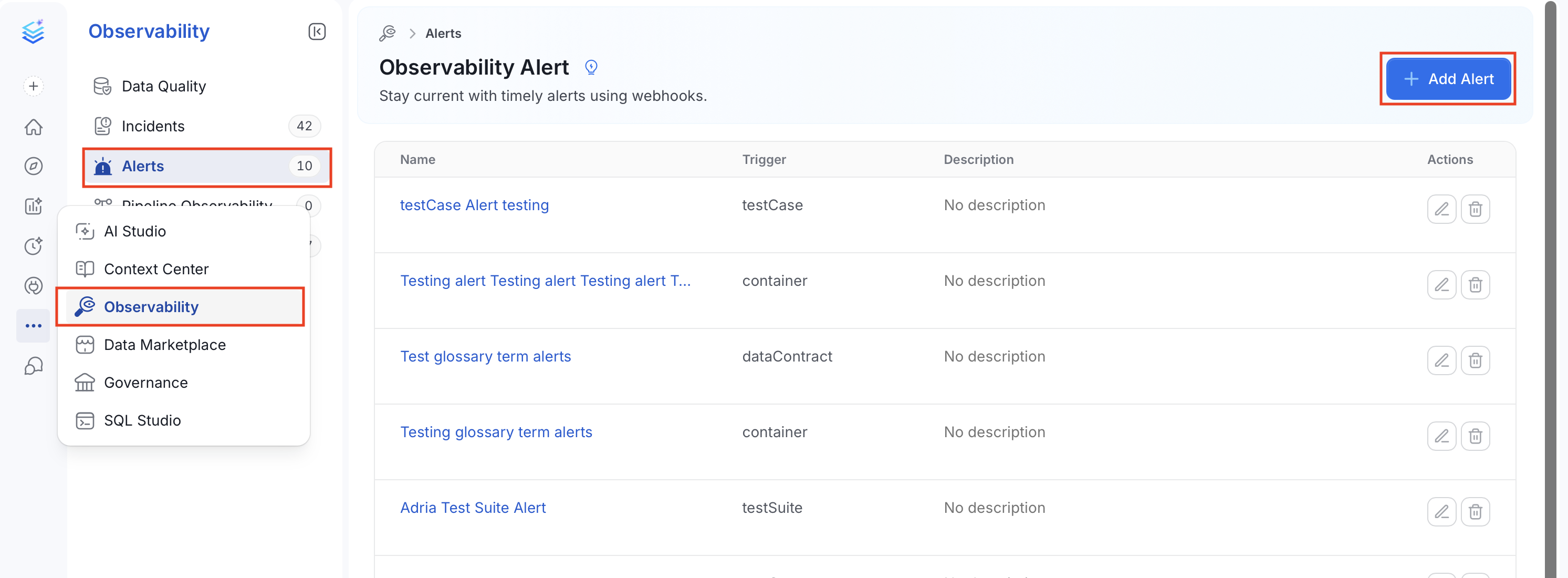 Add Alert Button