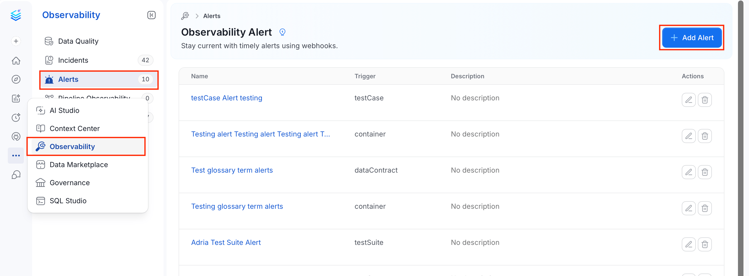 Add Alert Button