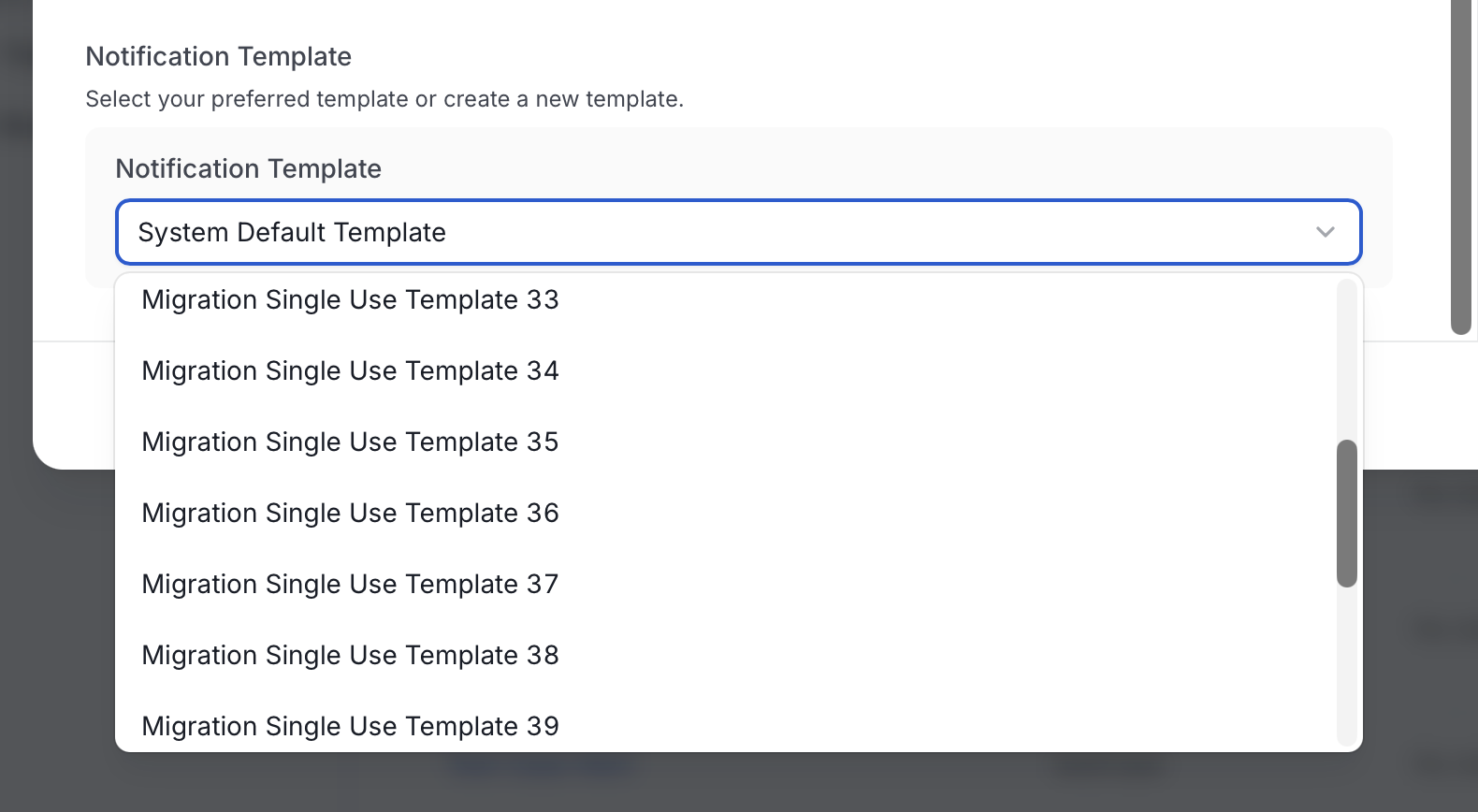 Select Notification Template