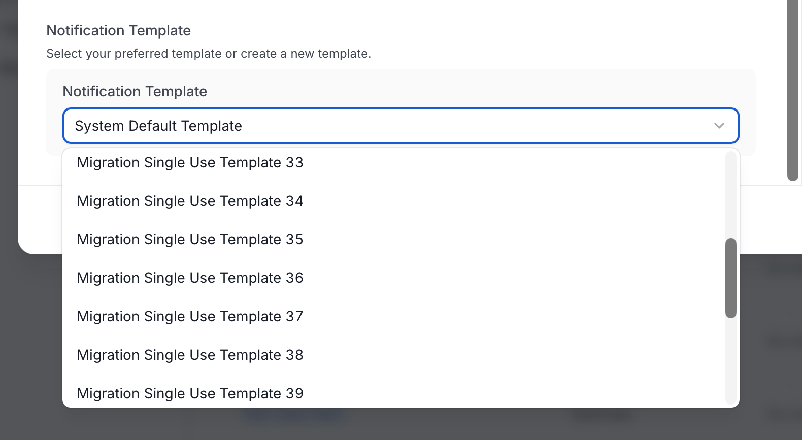 Select Notification Template