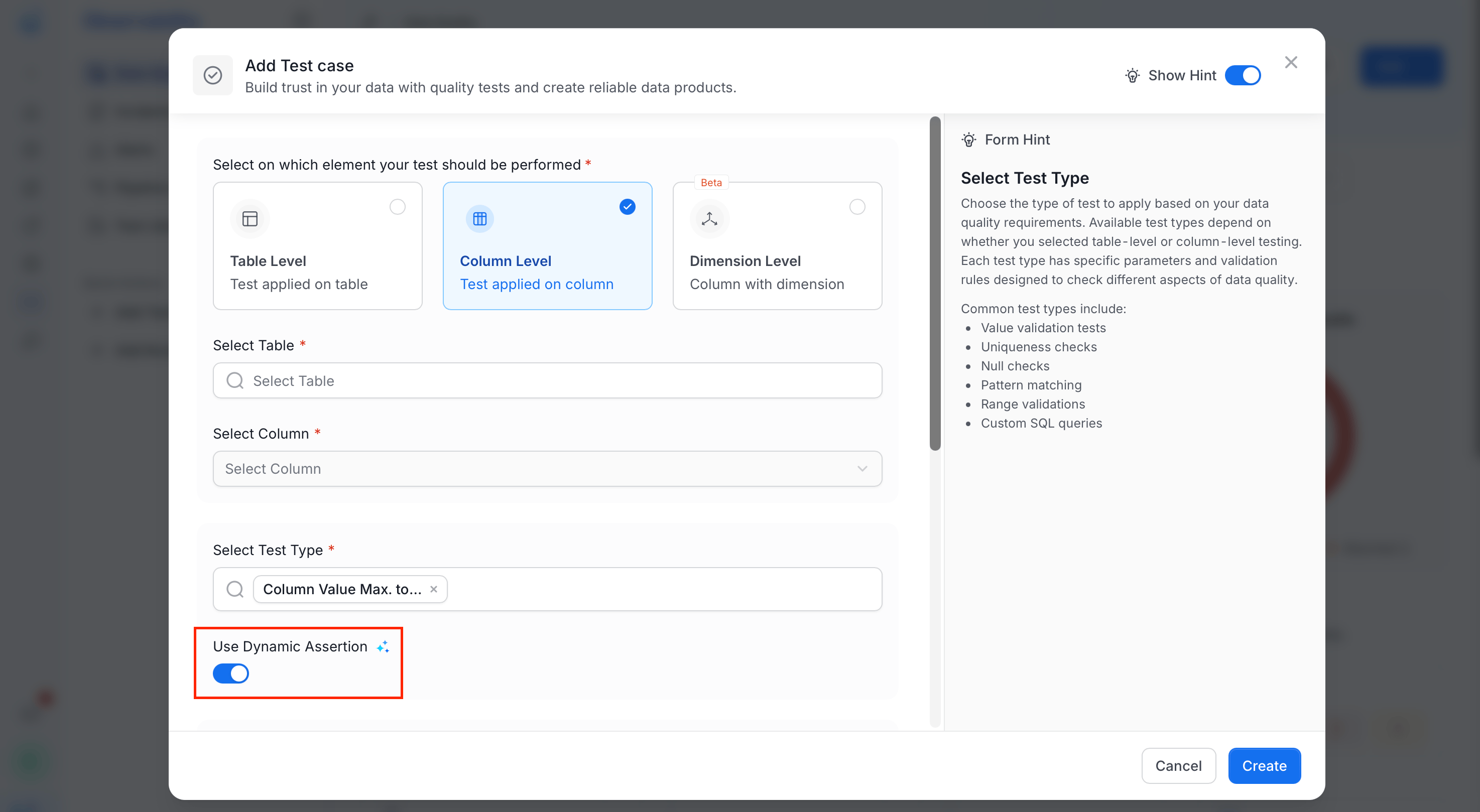 Dynamic Assertions Configuration