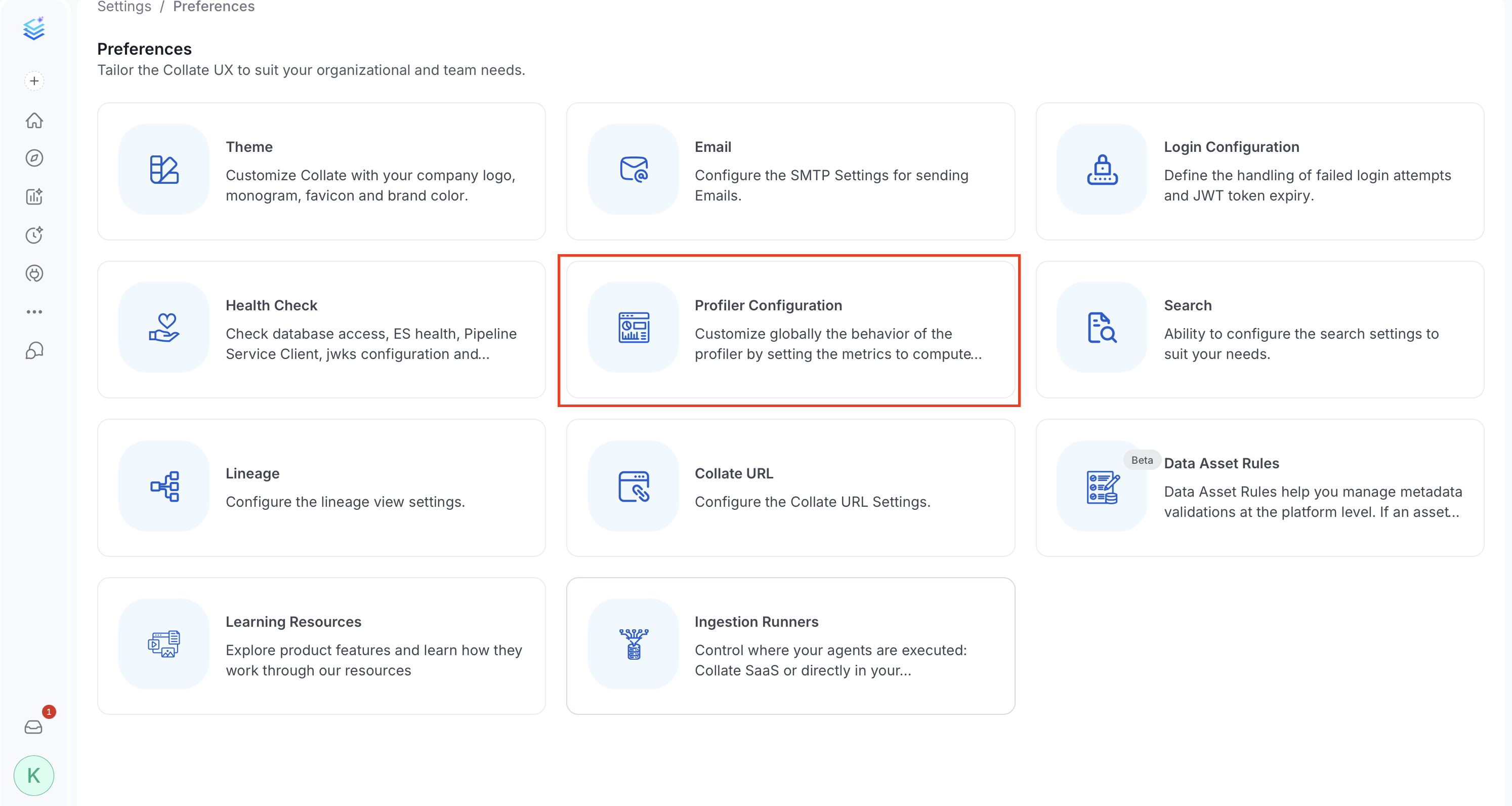 Profiler global configuration
