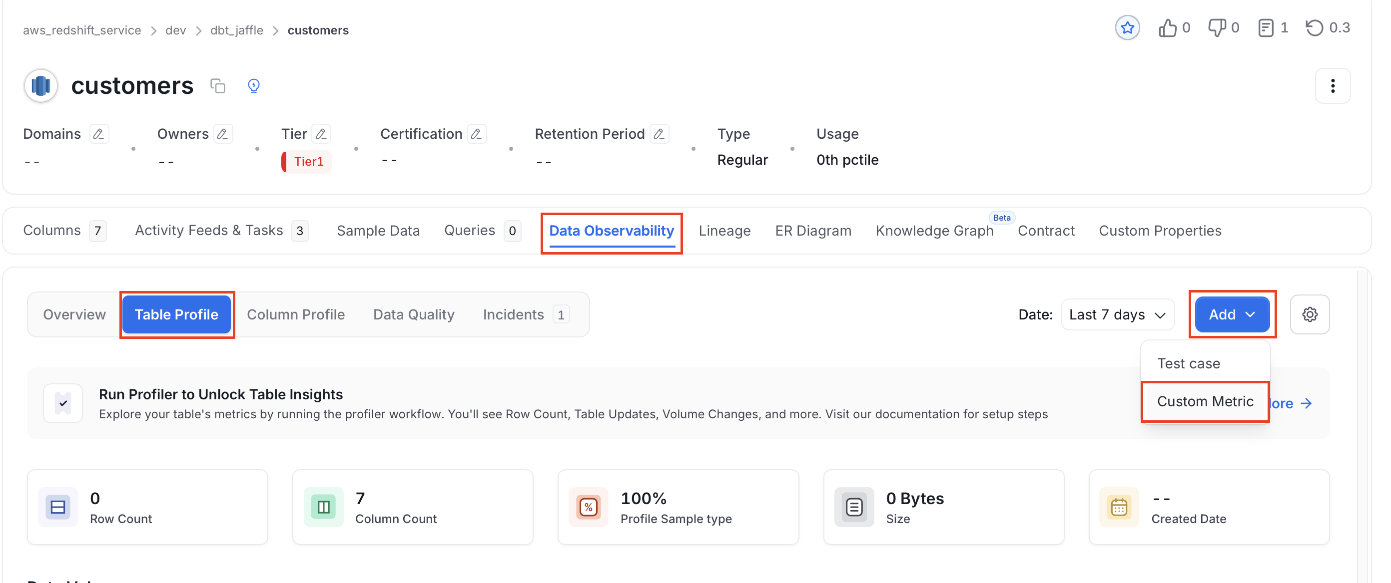 Select Add Custom Metric