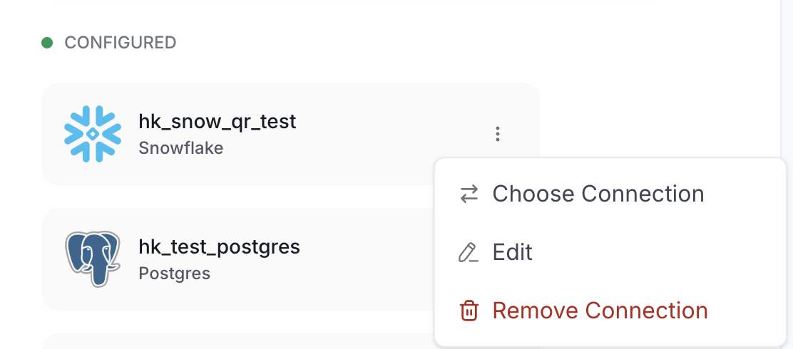 Choose Connection in the Service Card Menu