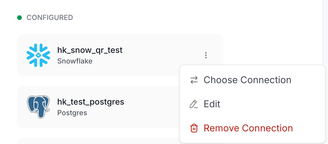 Choose Connection in the Service Card Menu