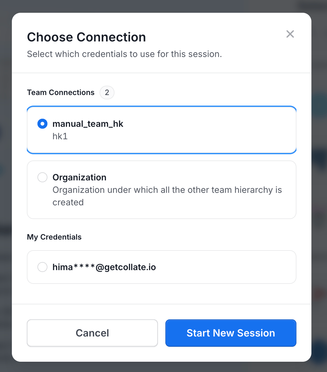 Choose Connection Dialog