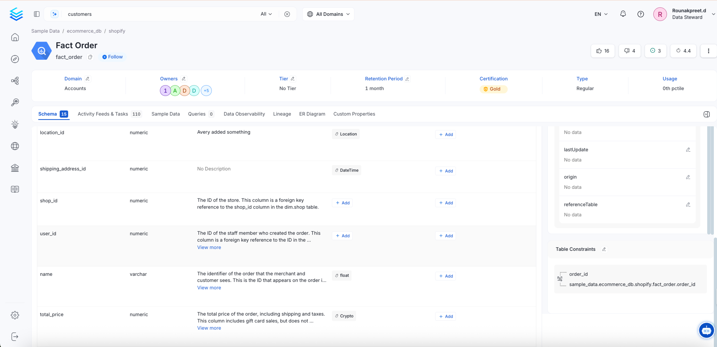 Navigate to the Table Details Page