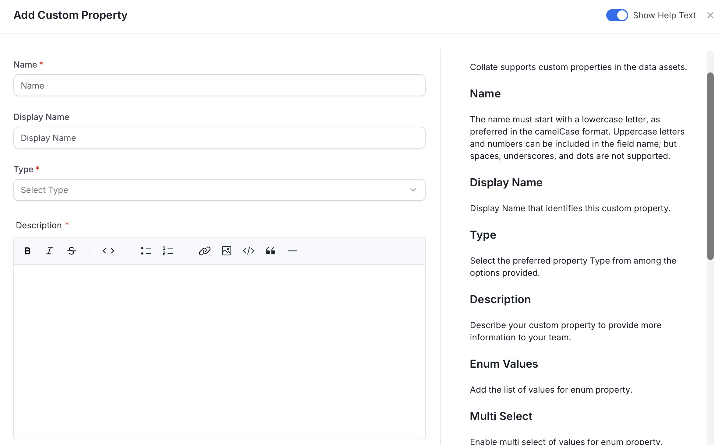 Add Custom Property Form