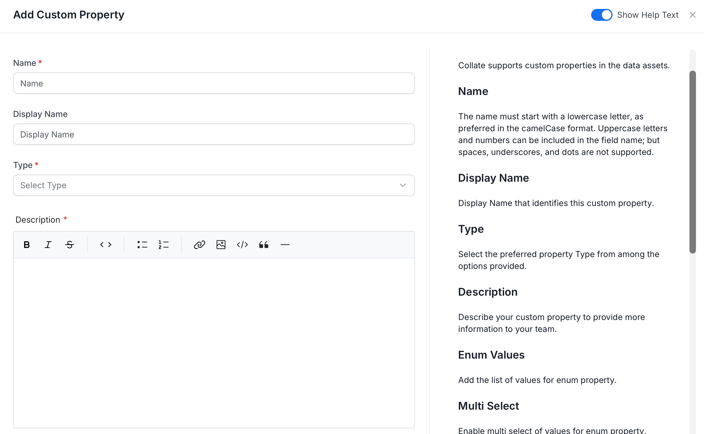 Add Custom Property Form