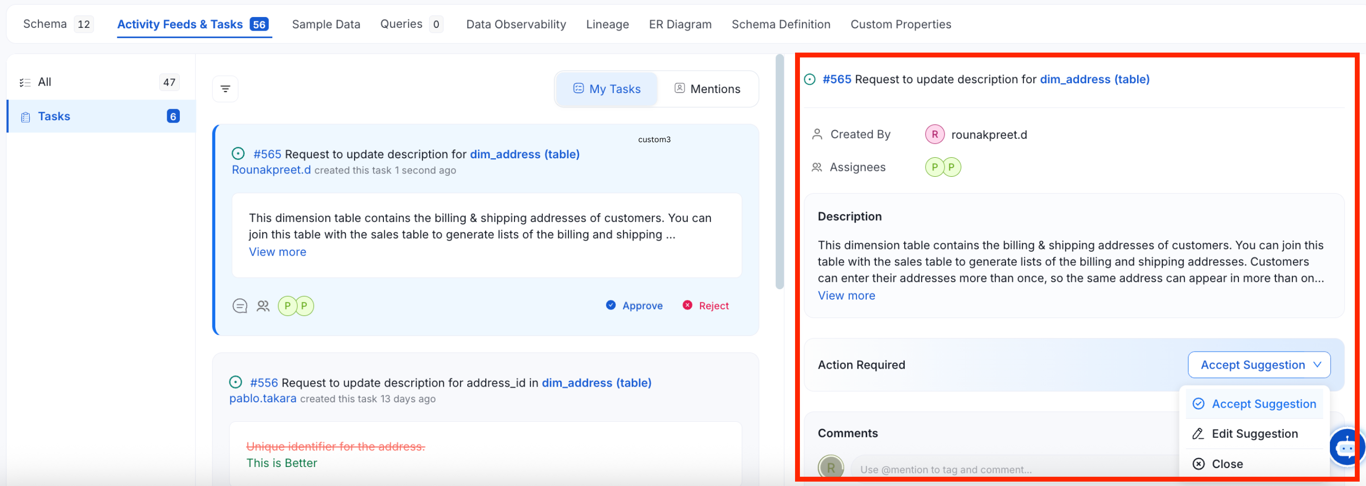 Task: Accept Suggestion and Comment