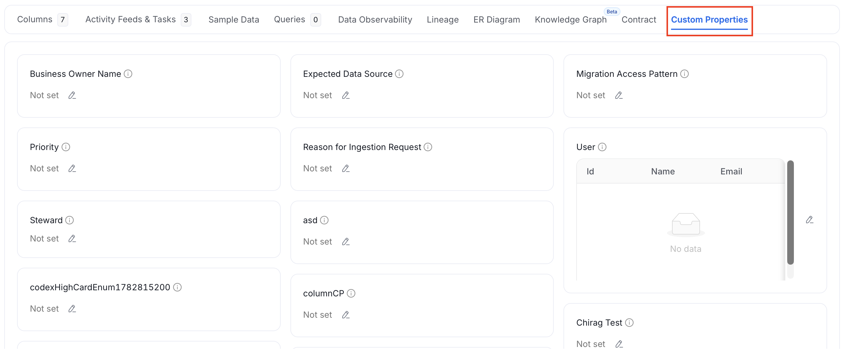 Custom Properties Tab