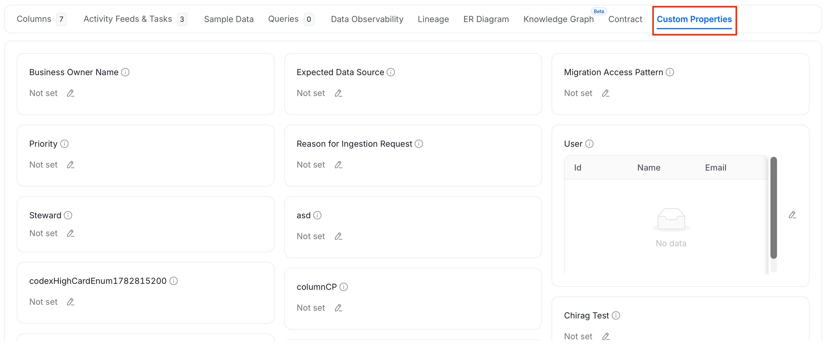 Custom Properties Tab