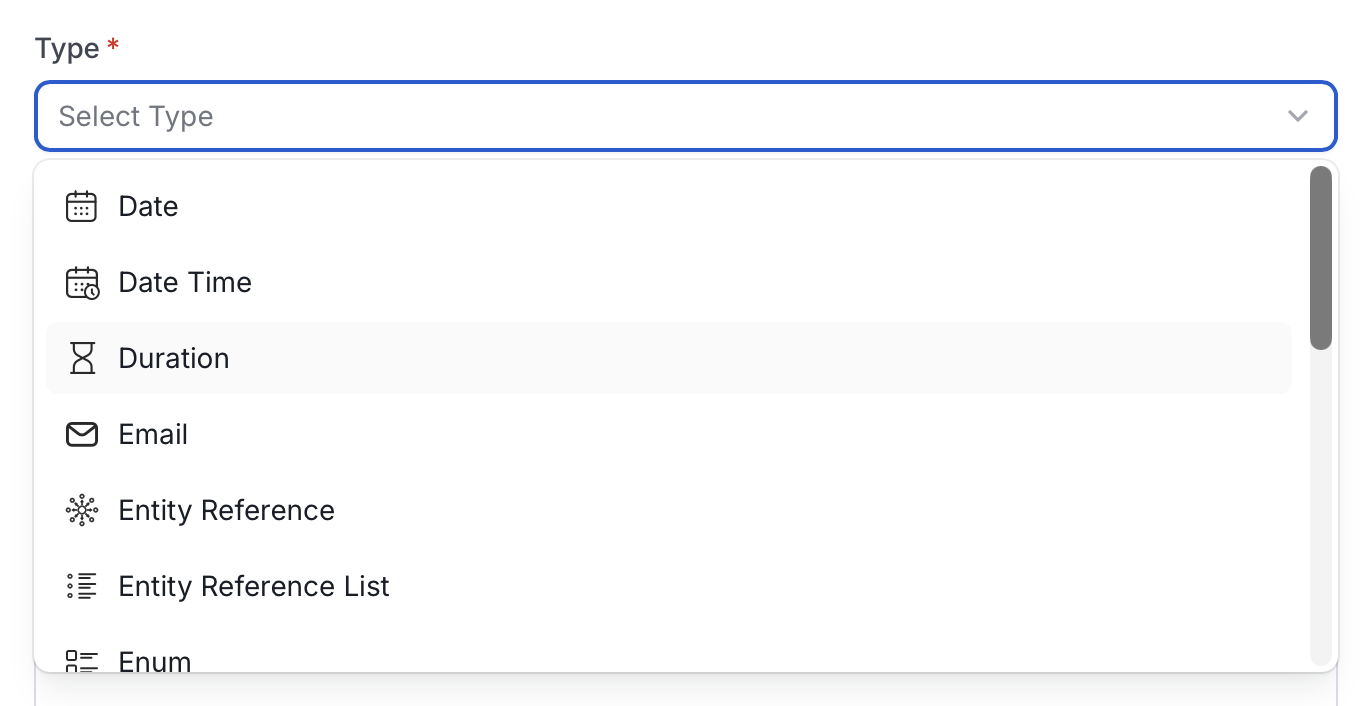 Custom Property Type Options