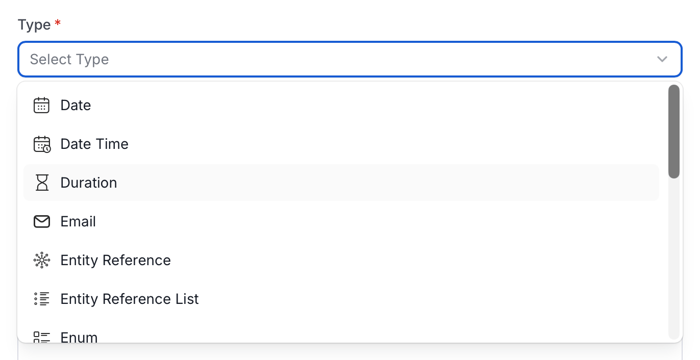 Custom Property Type Options