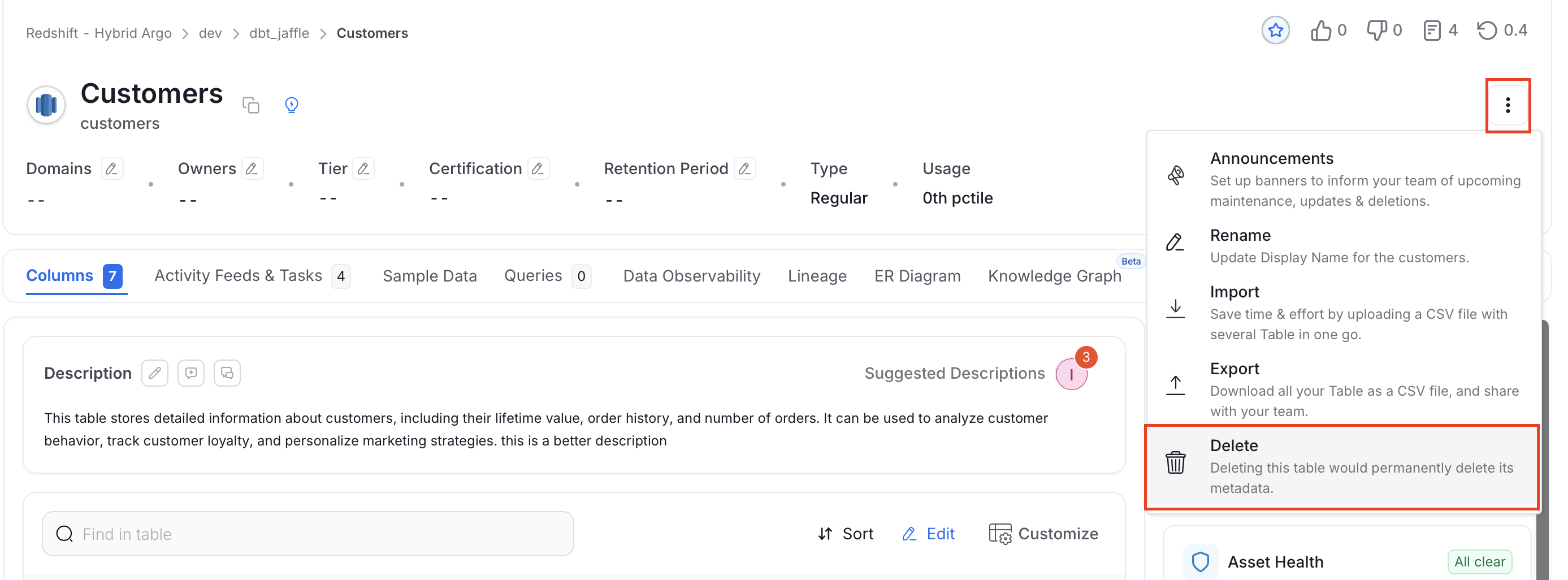 Delete a Data Asset