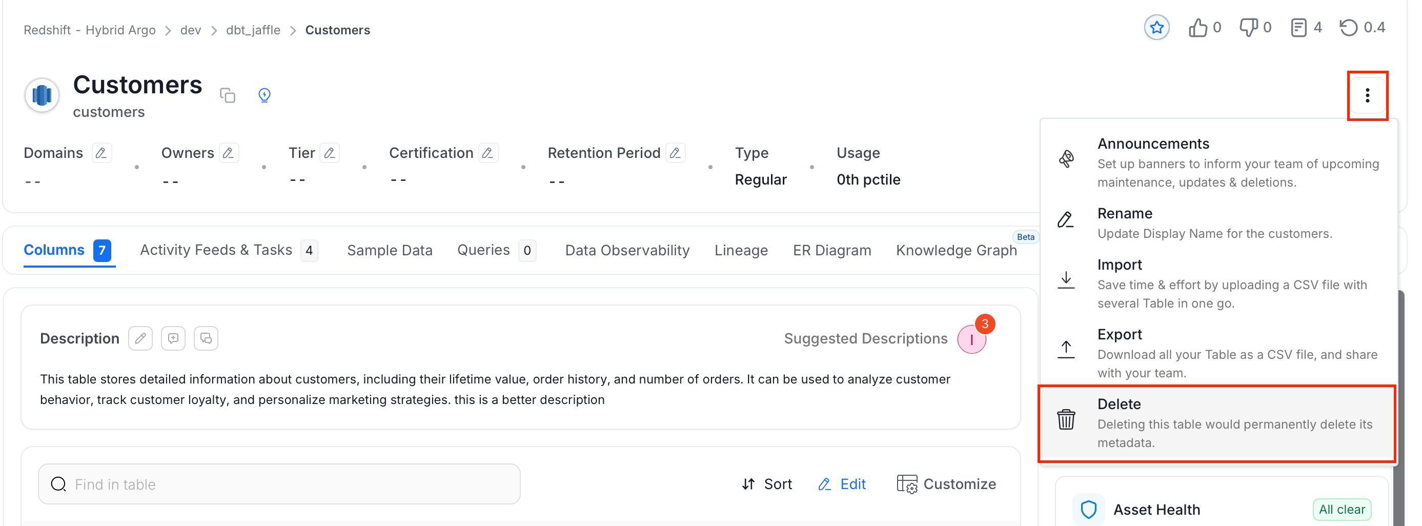 Delete a Data Asset