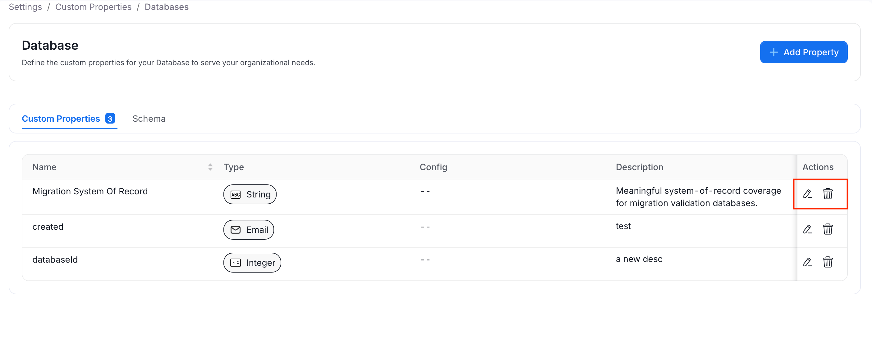 Edit or Delete Custom Properties