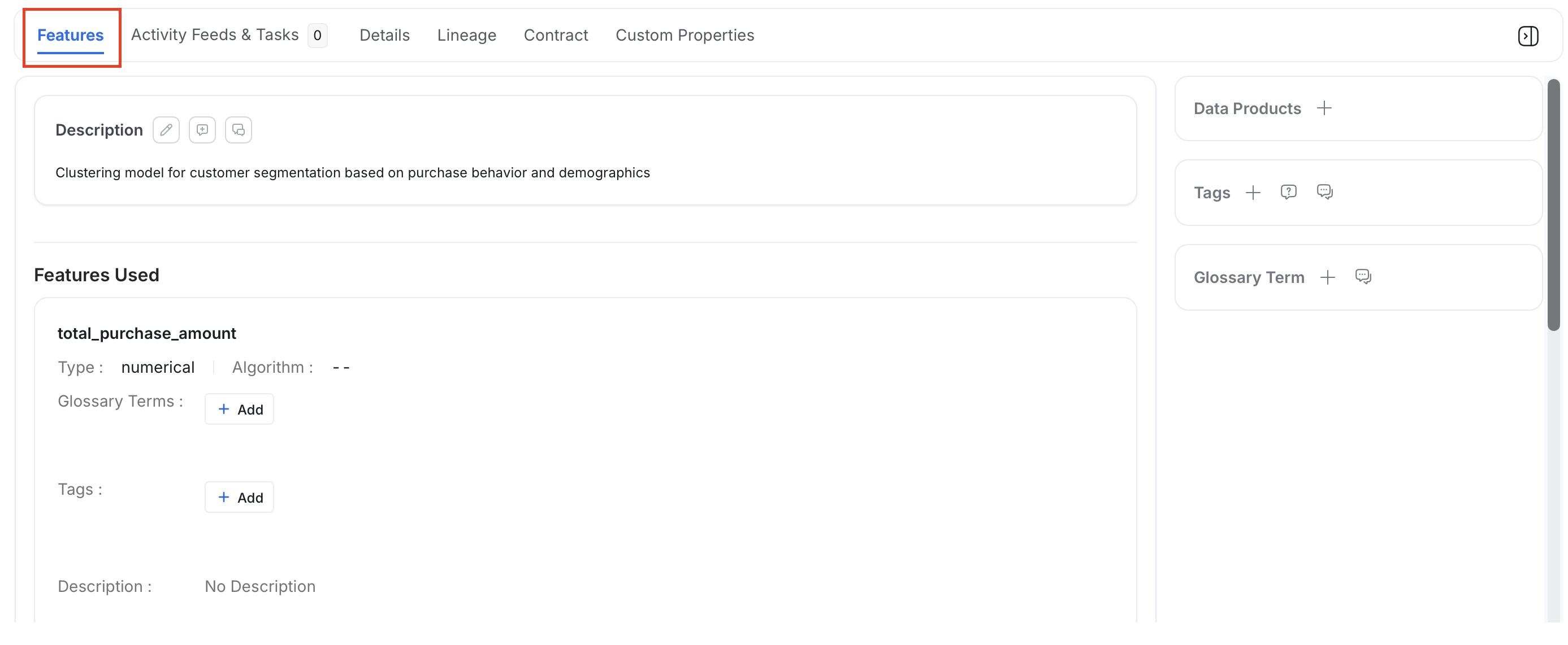 Features Tab