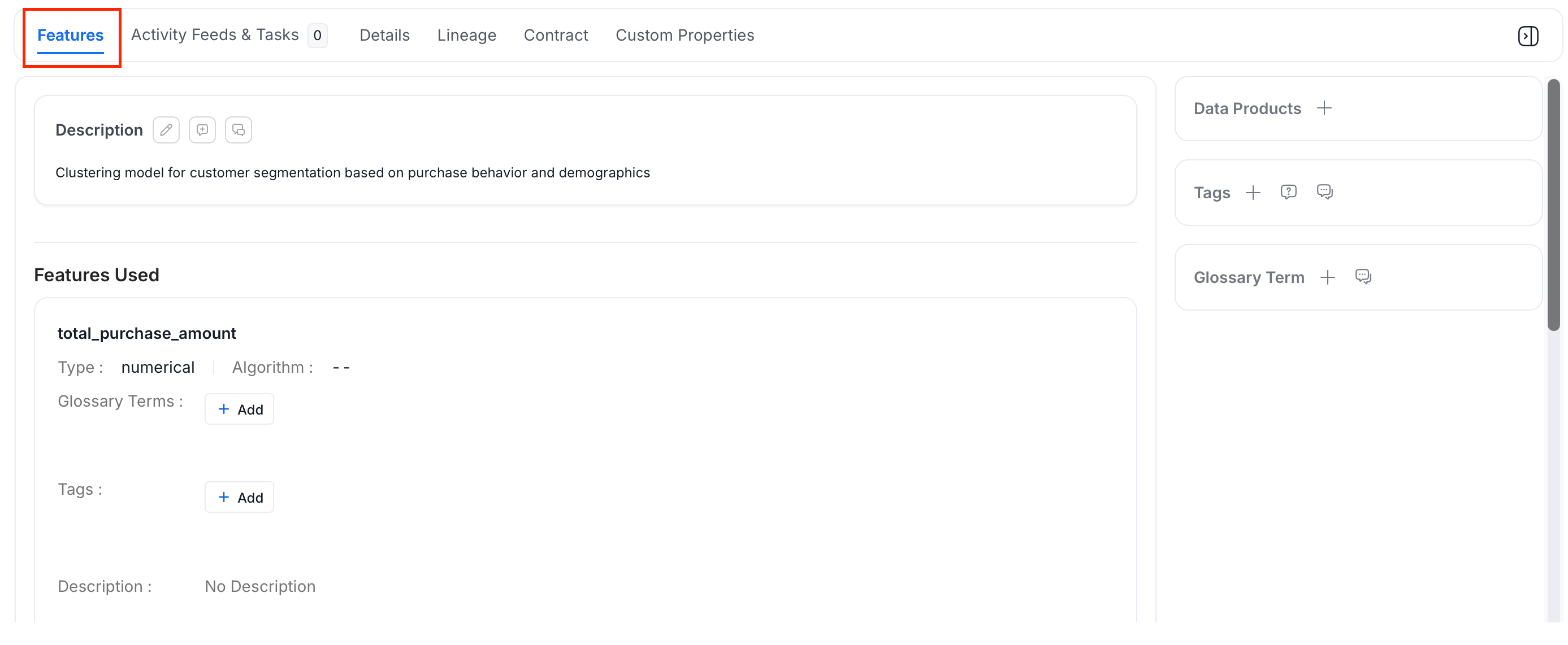 Features Tab